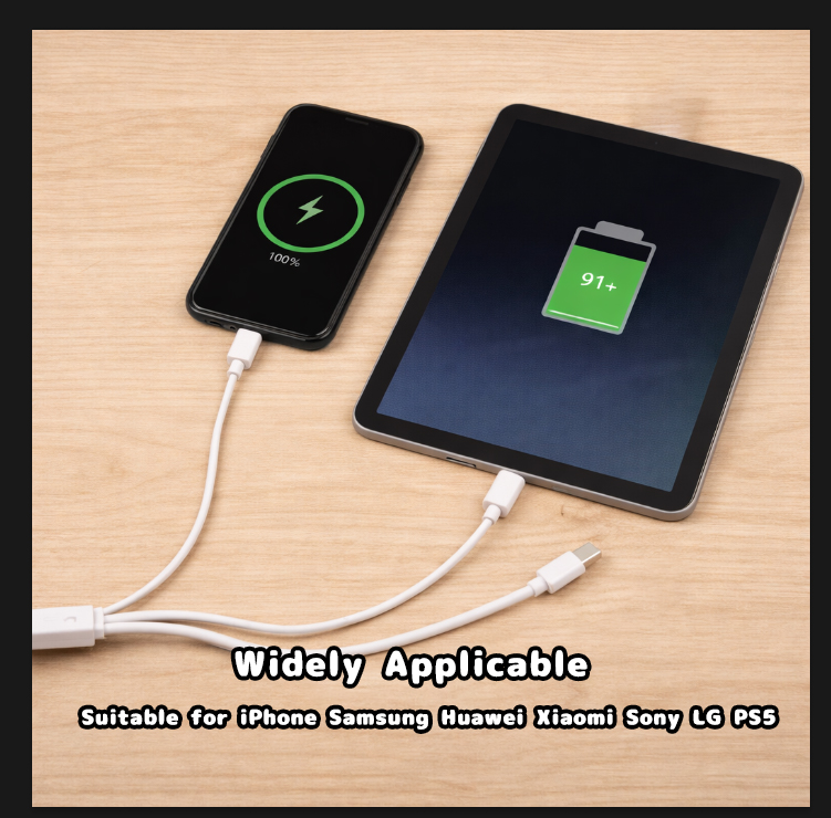 10PCS 3 in 1 Charger Cable with Micro USB Type C Cable Connector 8 Pin 7.87in Multi Charger Cable for iPhone Samsung Huawei Sony LG PS5