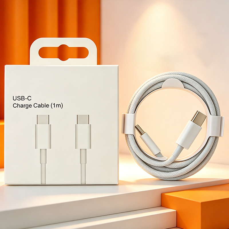 3PCS 1M USB C to C Cable 60W Type-C Cable for Data Sync and Fast Charging for iPhone White Braided