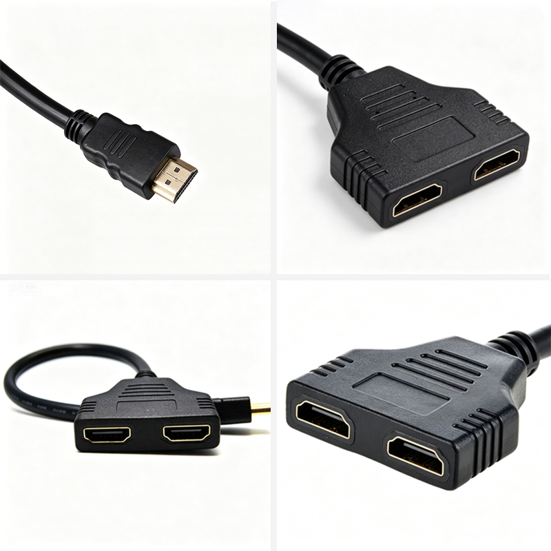 3PCS 1080P HDMI Port Male to 2 Female 1 In 2 Out Splitter Cable Adapter Converter