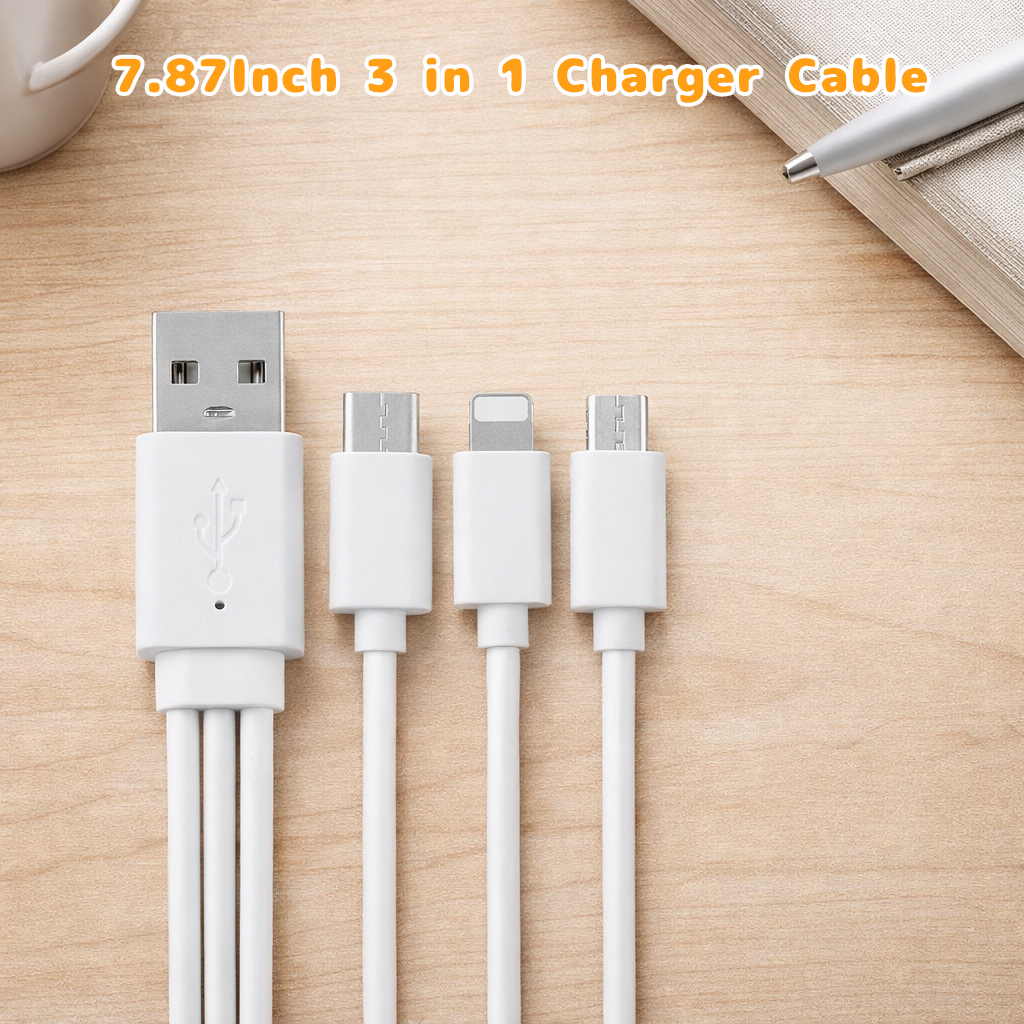 10PCS 3 in 1 Charger Cable with Micro USB Type C Cable Connector 8 Pin 7.87in Multi Charger Cable for iPhone Samsung Huawei Sony LG PS5 - Image 3