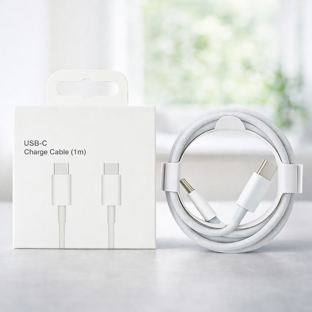 3PCS 1M USB C to C Cable 60W Type-C Cable for Data Sync and Fast Charging for iPhone White Braided - Image 3