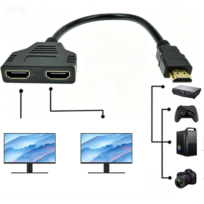 3PCS 1080P HDMI Port Male to 2 Female 1 In 2 Out Splitter Cable Adapter Converter - Image 3