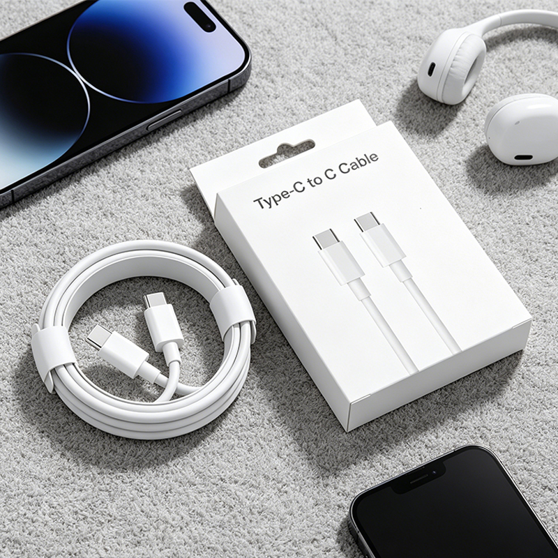 3PCS 1M USB C to C 60W Ultra-Fast USB-C Cable TPE White Box Package - Image 4