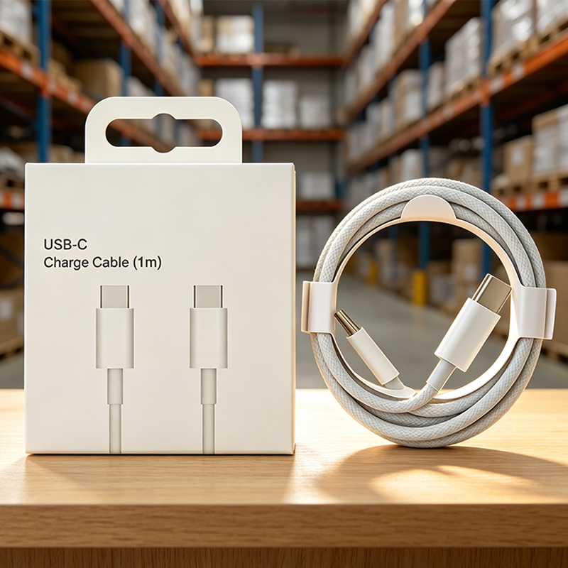 3PCS 1M USB C to C Cable 60W Type-C Cable for Data Sync and Fast Charging for iPhone White Braided - Image 5