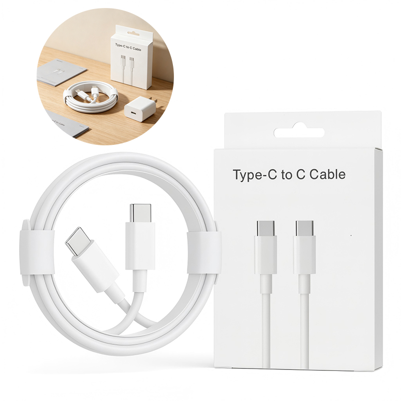 3PCS 1M USB C to C 60W Ultra-Fast USB-C Cable TPE White Box Package - Image 5