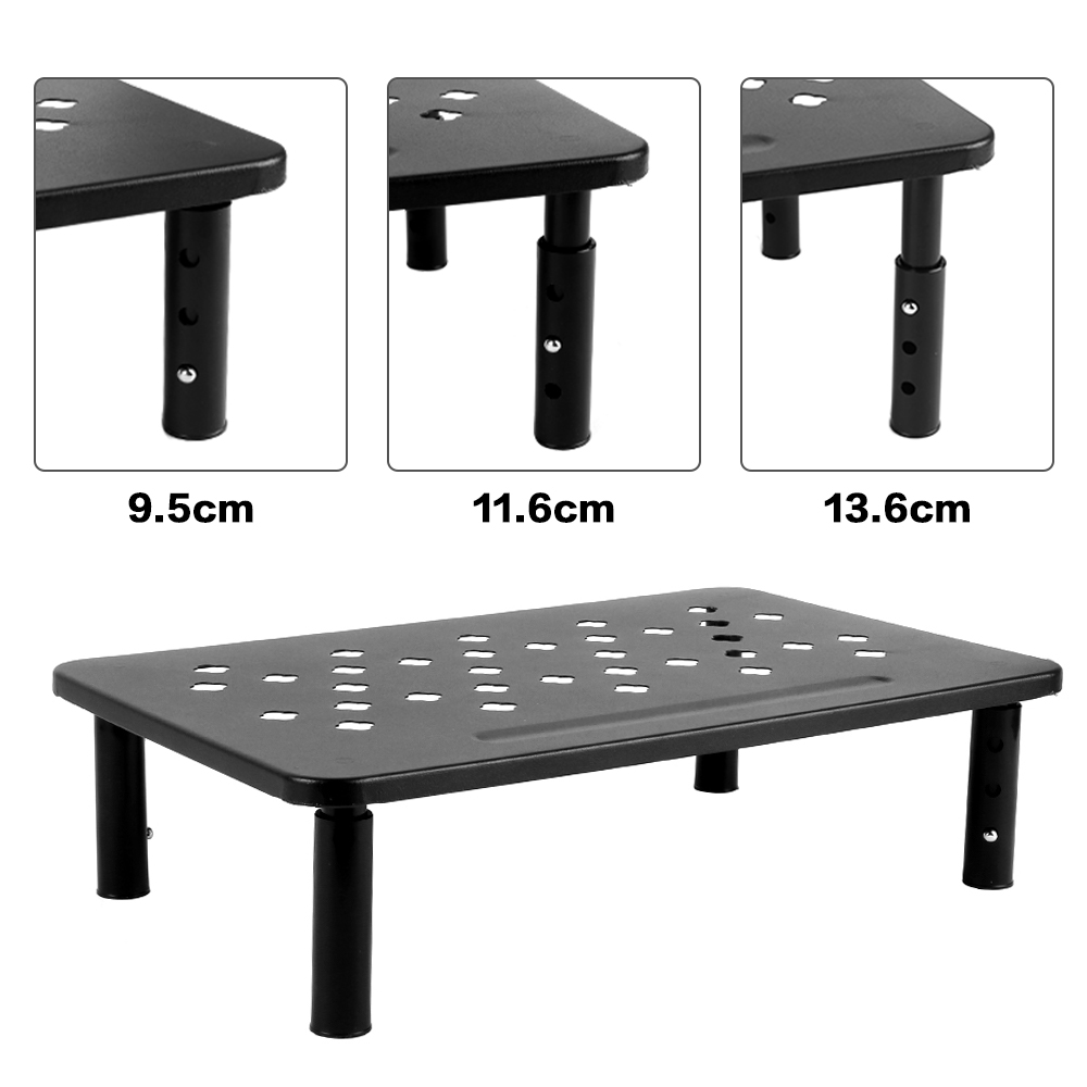 Metal Monitor Stand Riser Computer Monitor Mesh Platform for Laptop Printer - Black - Image 9