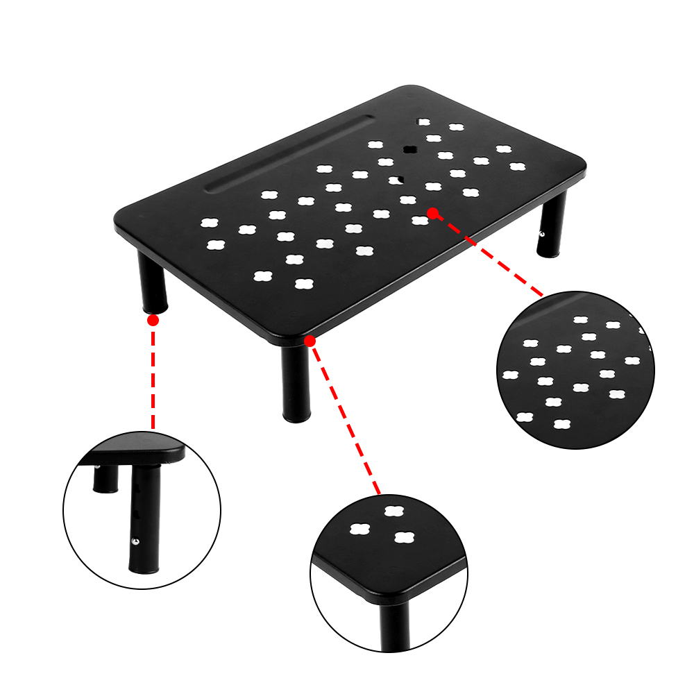 Metal Monitor Stand Riser Computer Monitor Mesh Platform for Laptop Printer - Black - Image 11