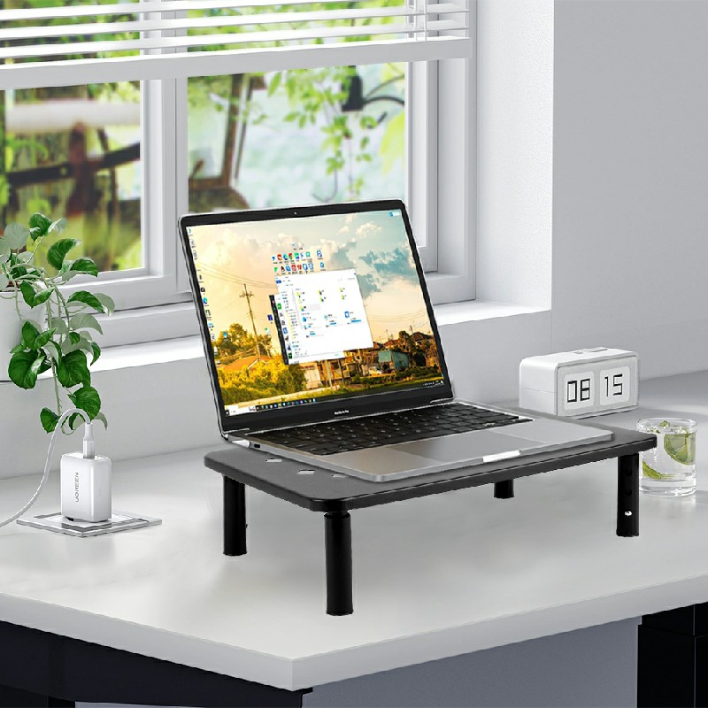 Metal Monitor Stand Riser Computer Monitor Mesh Platform for Laptop Printer - Black - Image 12