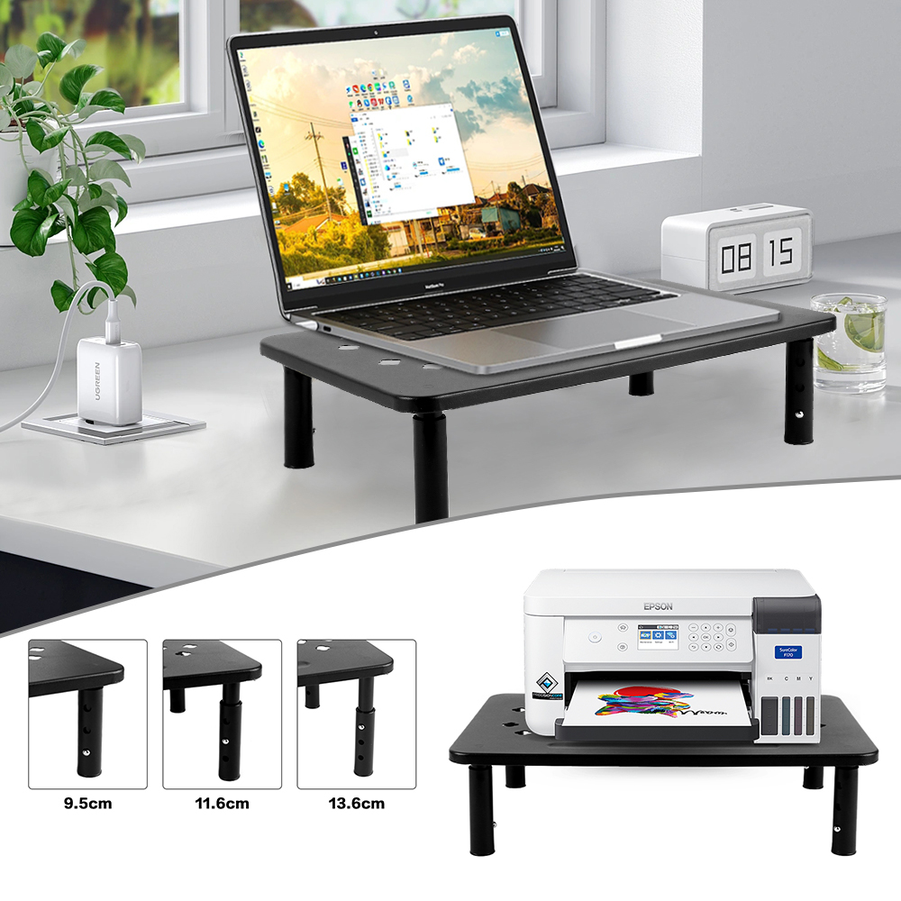 Metal Monitor Stand Riser Computer Monitor Mesh Platform for Laptop Printer - Black - Image 17